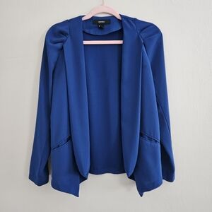 Forever 21 Womens Blue Blazer Open Front Long Sleeve Size Small Office Business